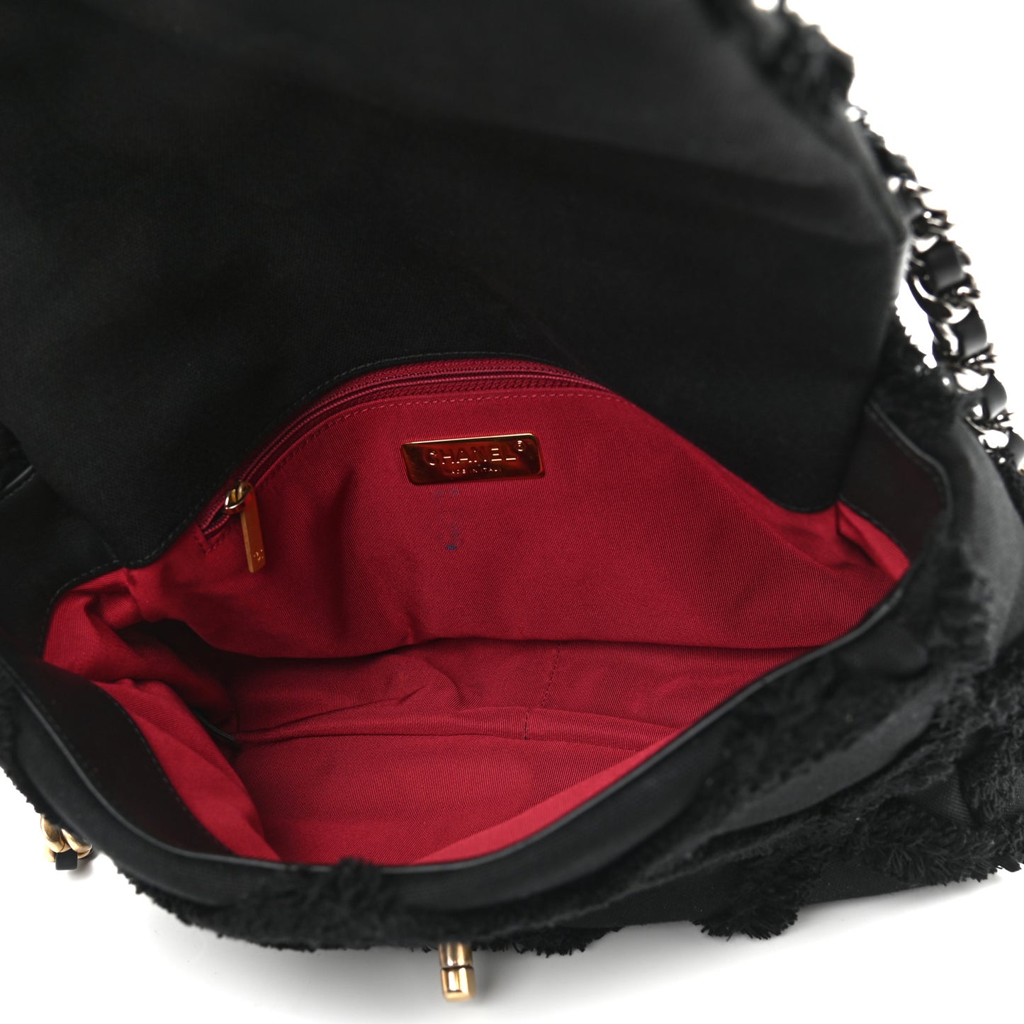 Cotton Canvas Quilted Large Chanel 19 Flap Black