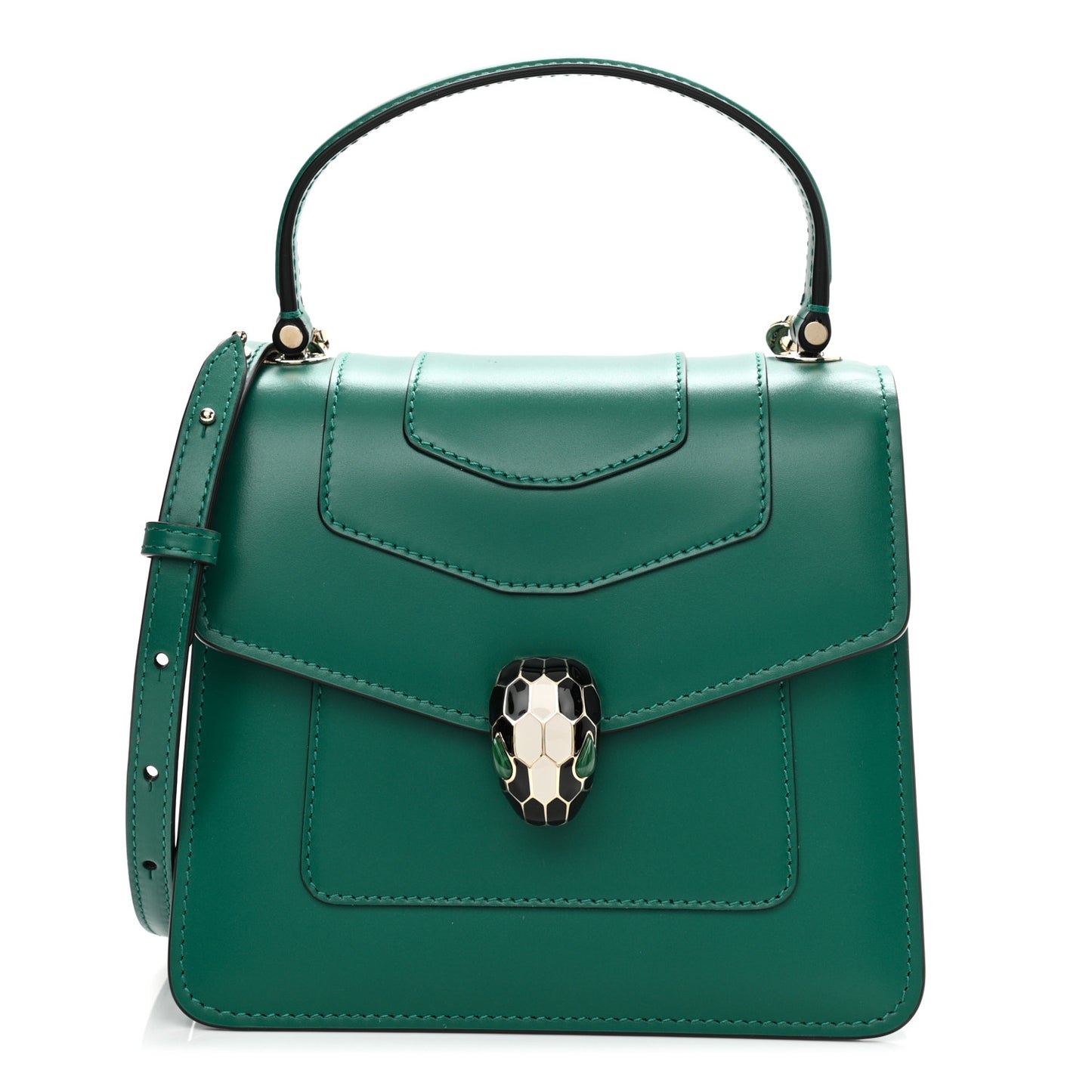 Calfskin Serpenti Forever Top Handle Emerald Green