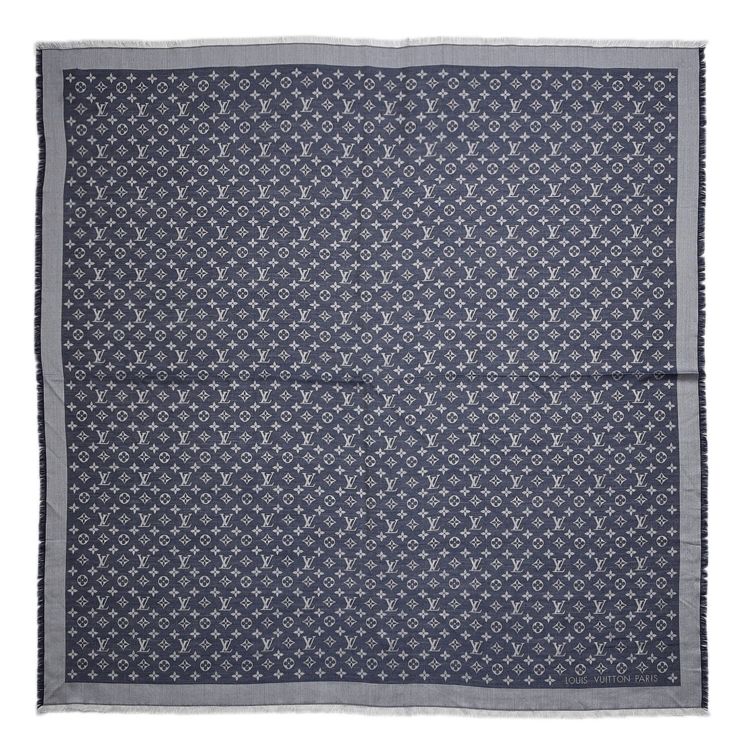 Louis Vuitton Silk Wool Monogram Denim Shawl Blue 1 of 4