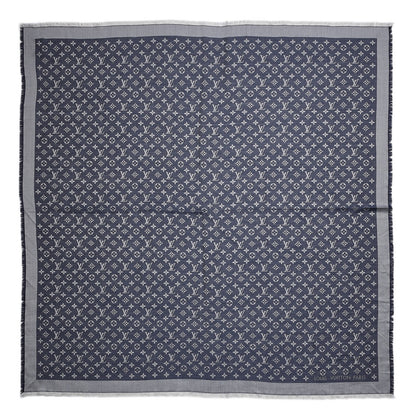 Louis Vuitton Silk Wool Monogram Denim Shawl Blue 1 of 4