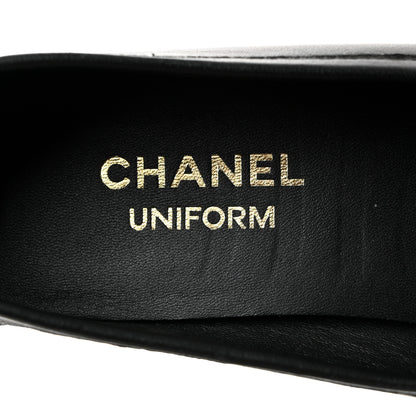 Chanel Calfskin Womens Stitched CC Loafers 39 Black 6 of 9