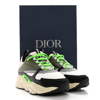 Christian Dior Technical Mesh Calfskin Mens B22 Sneakers 41 Olive Green Black Grey White 12 of 12