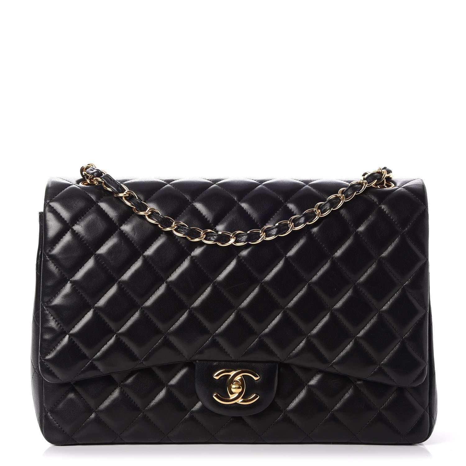 Chanel Lambskin Quilted Maxi Double Flap Black 1 of 8