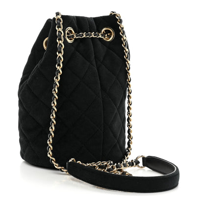 Chanel Velvet Quilted Pearl Crush Drawstring Bag Black 3 of 10