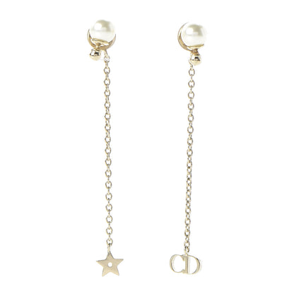 Christian Dior Pearl La Petite Tribale Dangle Chain Earrings Gold 1 of 5