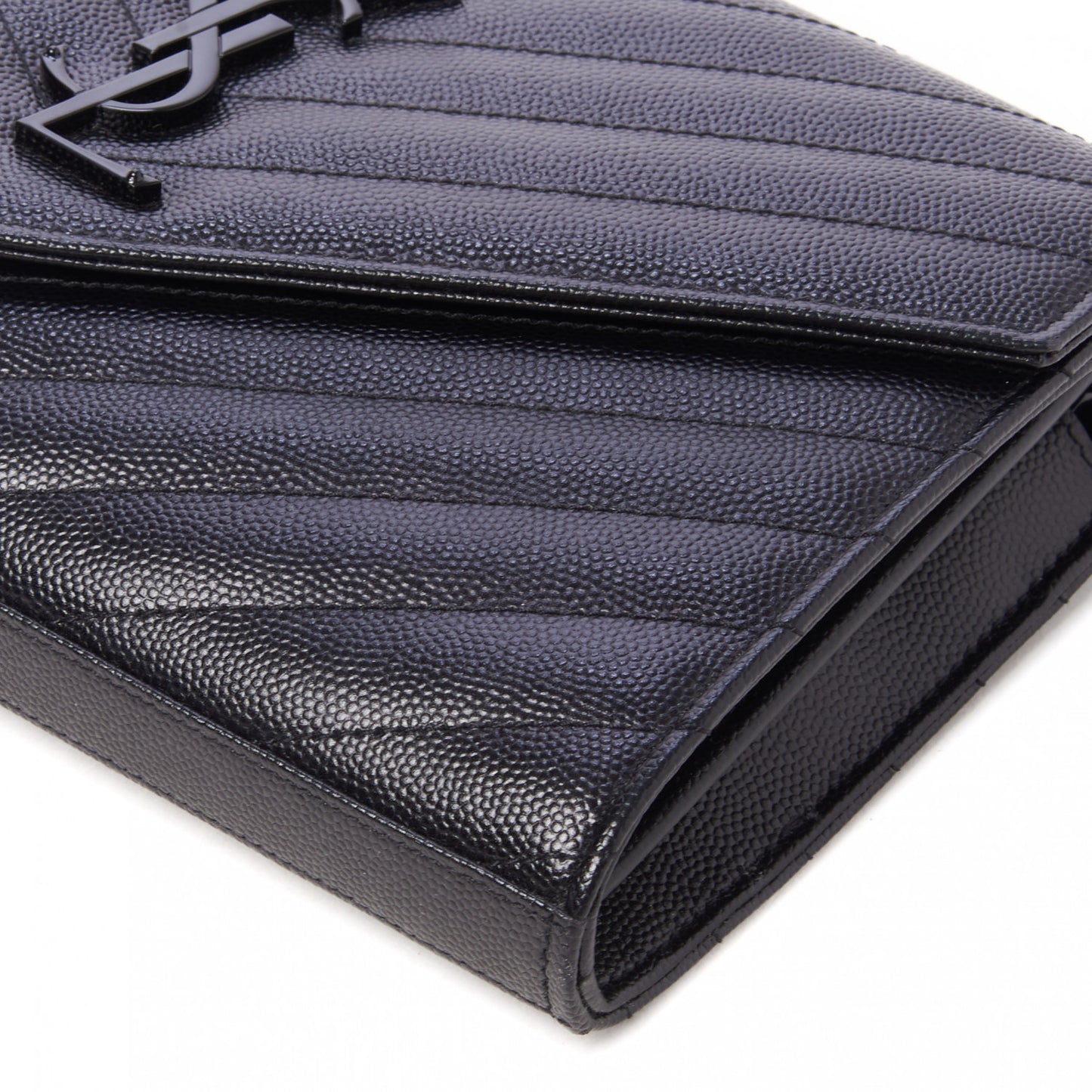 Grain De Poudre Matelasse Chevron Monogram Chain Wallet Black