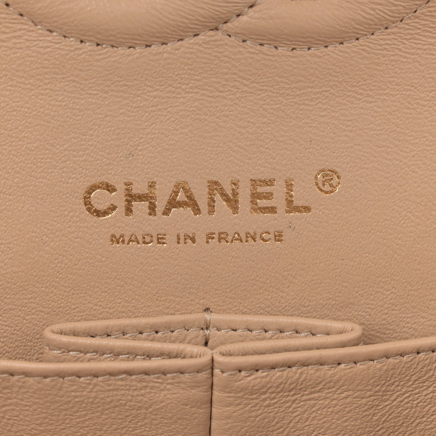 Caviar Quilted Medium Double Flap Beige