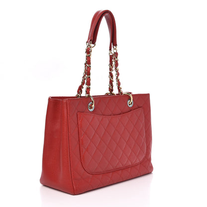 Chanel Caviar Quilted Grand Shopping Tote GST Red 2 of 11