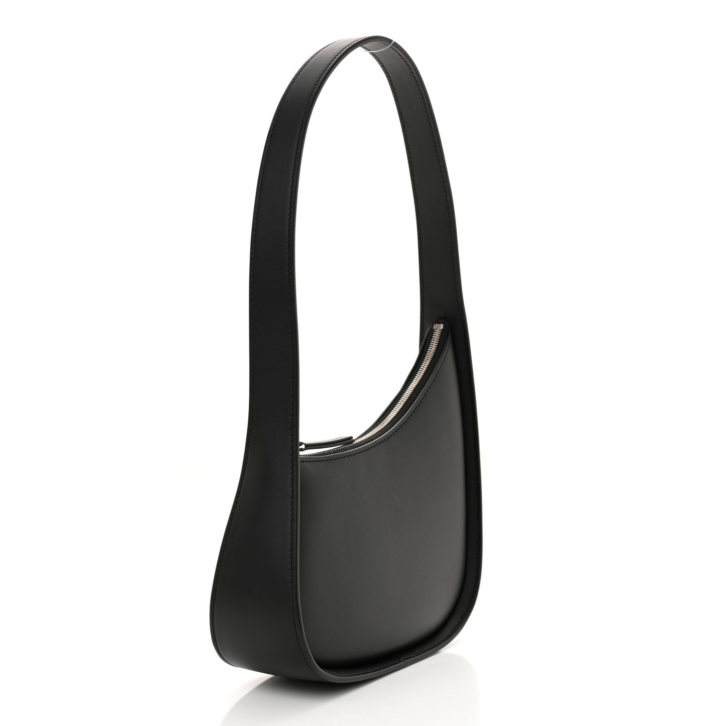 Smooth Calfskin Half Moon Shoulder Bag Black