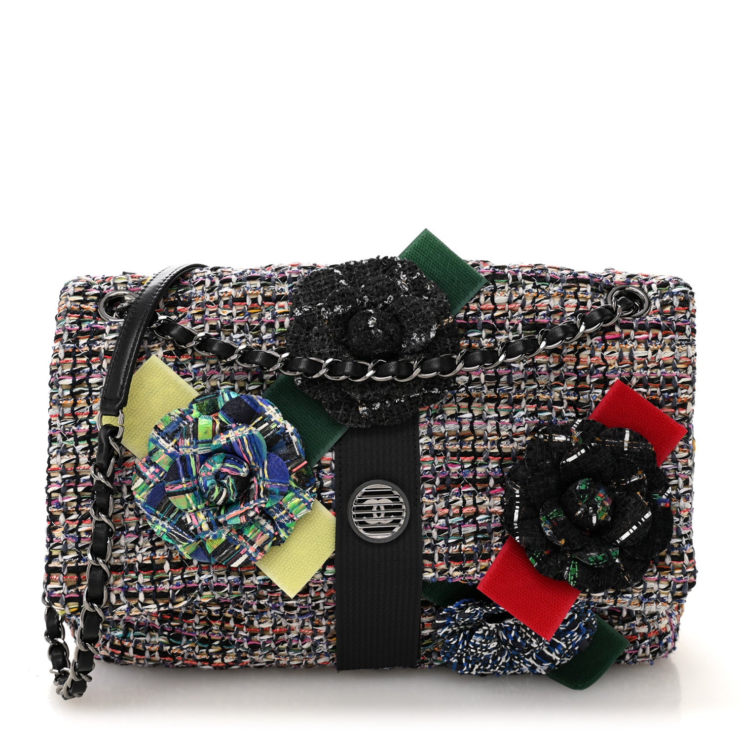 Chanel Tweed Camellia Flap Bag Multicolor 1 of 10