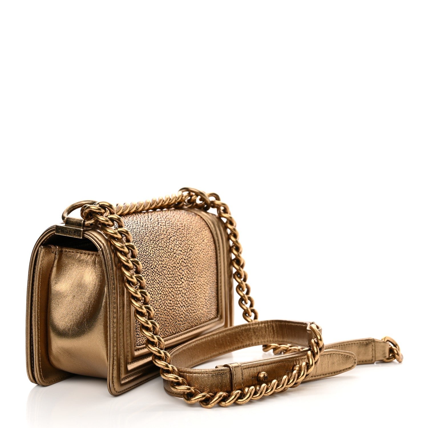 Chanel Galuchat Stingray Small Boy Flap Gold 3 of 13
