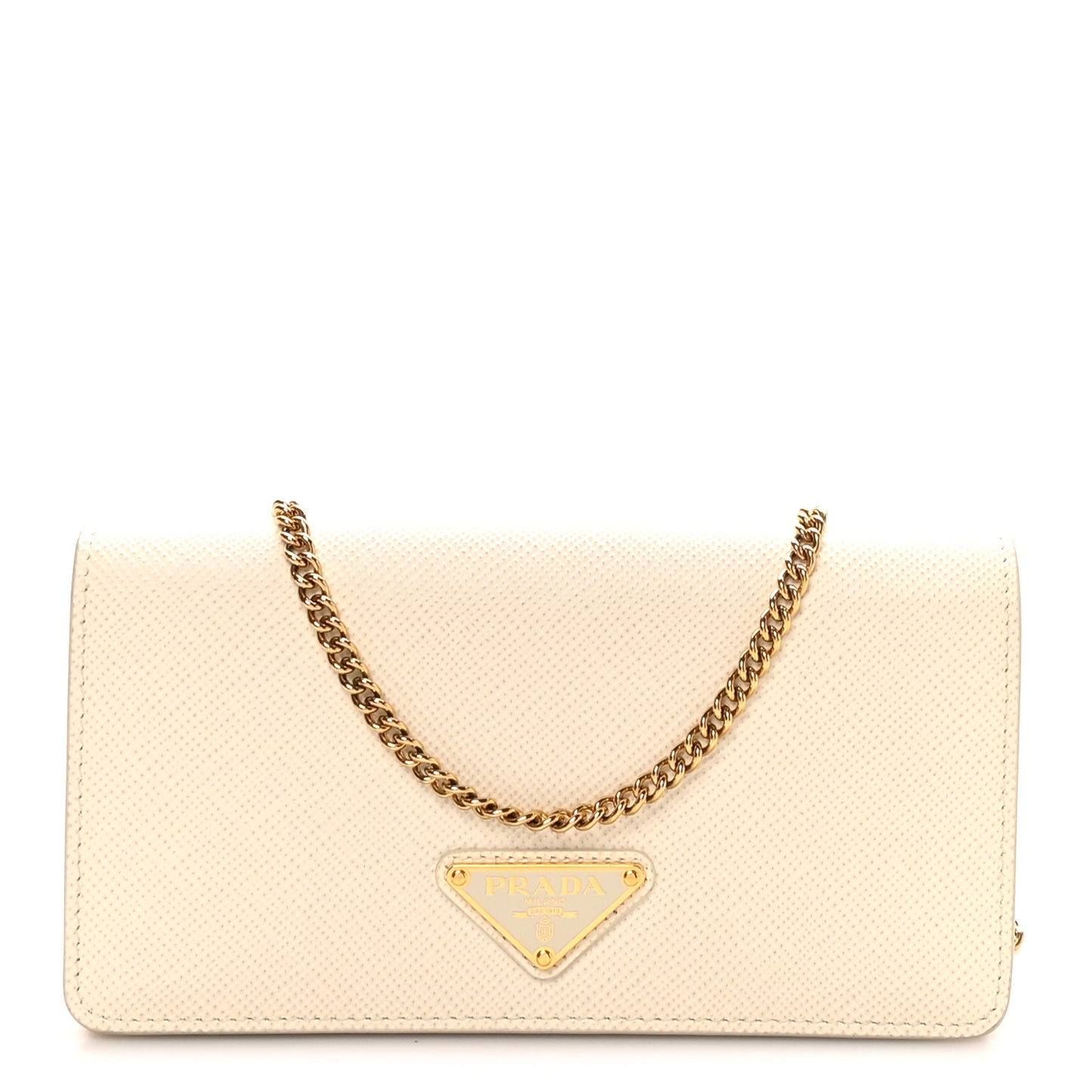 Saffiano Cuir Triangle Logo Miniborse White