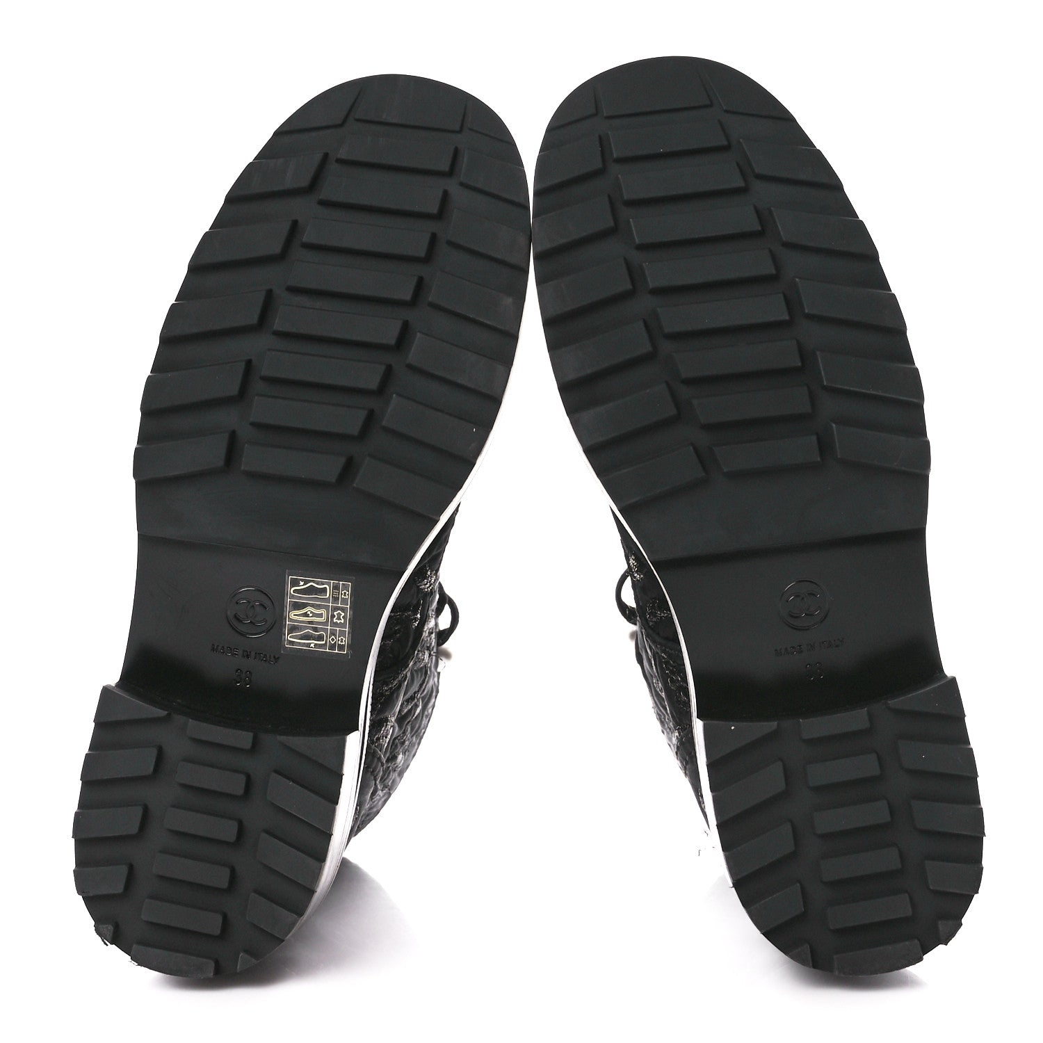 Chanel Grosgrain Pearl CC Combat Short Boots 38 Black 5 of 9
