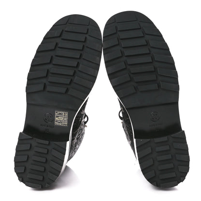 Chanel Grosgrain Pearl CC Combat Short Boots 38 Black 5 of 9