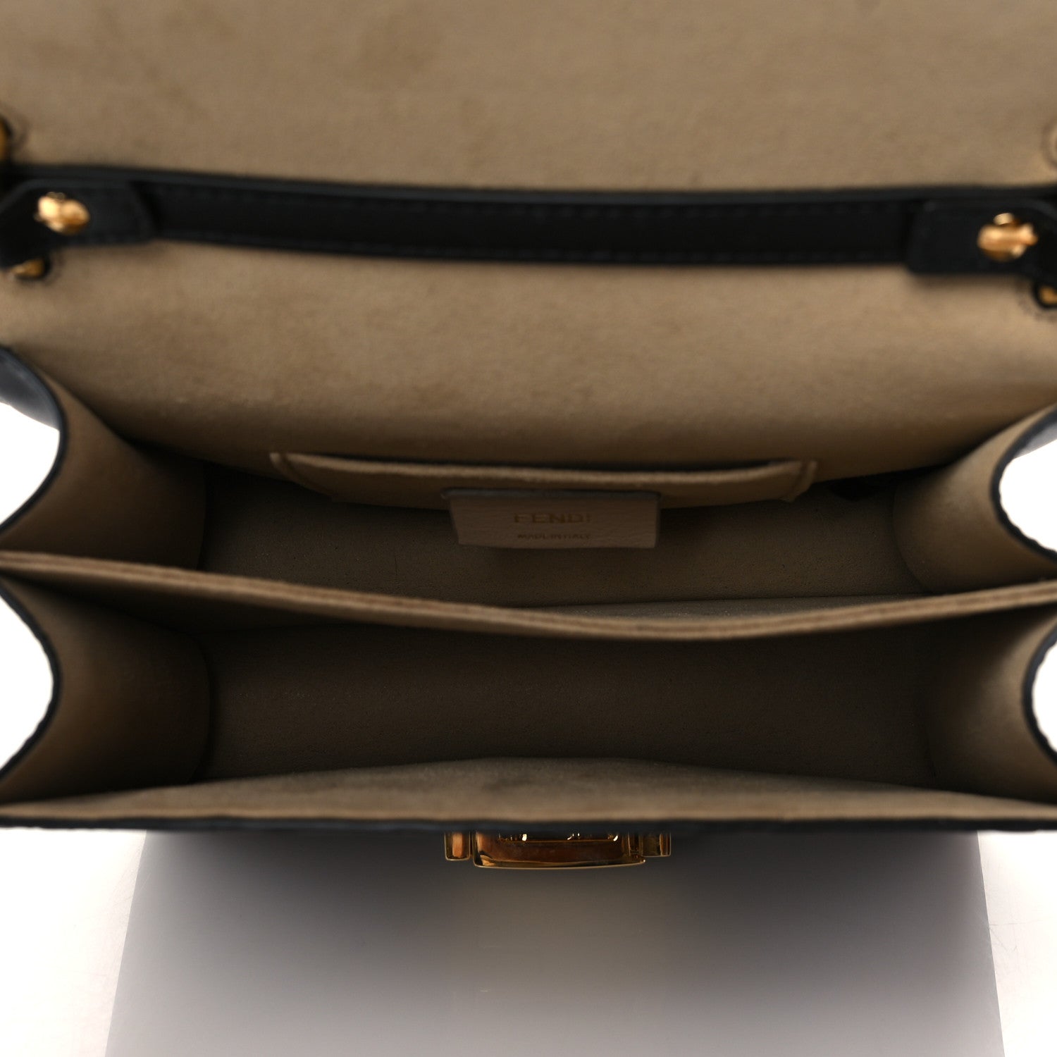 Fendi Vitello Liberty Bi-Color FF 1974 Embossed Small Kan U Shoulder Bag Maya Black 5 of 10