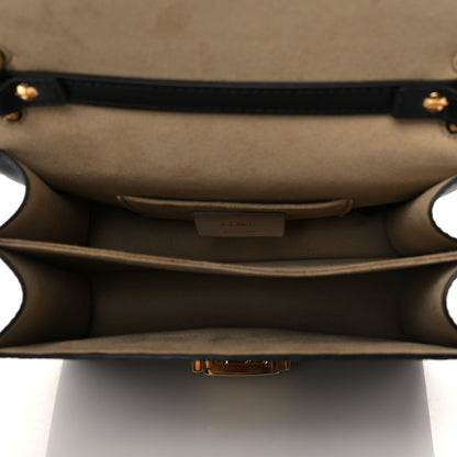 Fendi Vitello Liberty Bi-Color FF 1974 Embossed Small Kan U Shoulder Bag Maya Black 5 of 10