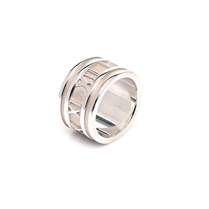 Tiffany Sterling Silver Atlas 12mm Band Ring 50 5.5 4 of 6