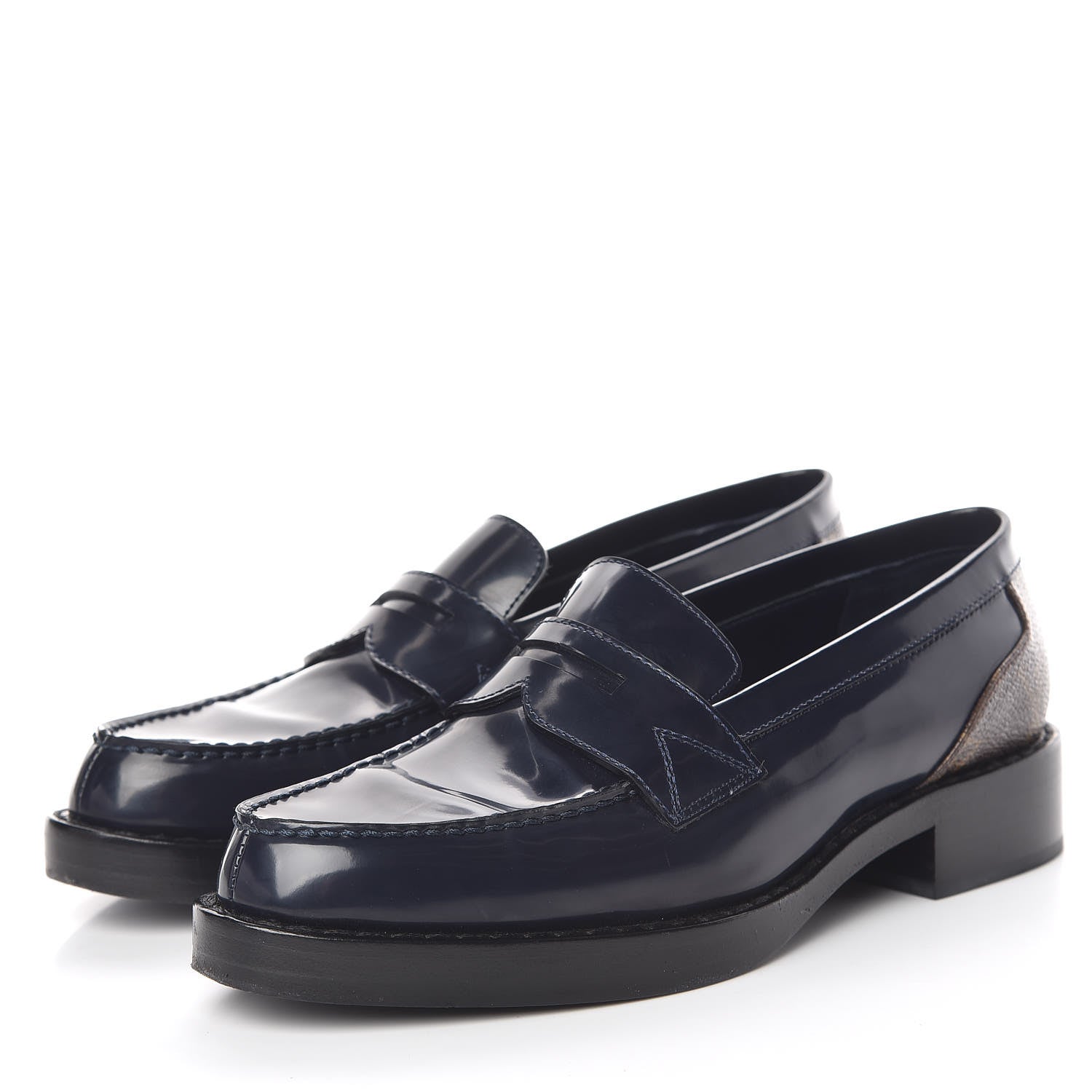 Louis Vuitton Monogram Patent Academy Flat Loafers 36 Navy 3 of 13