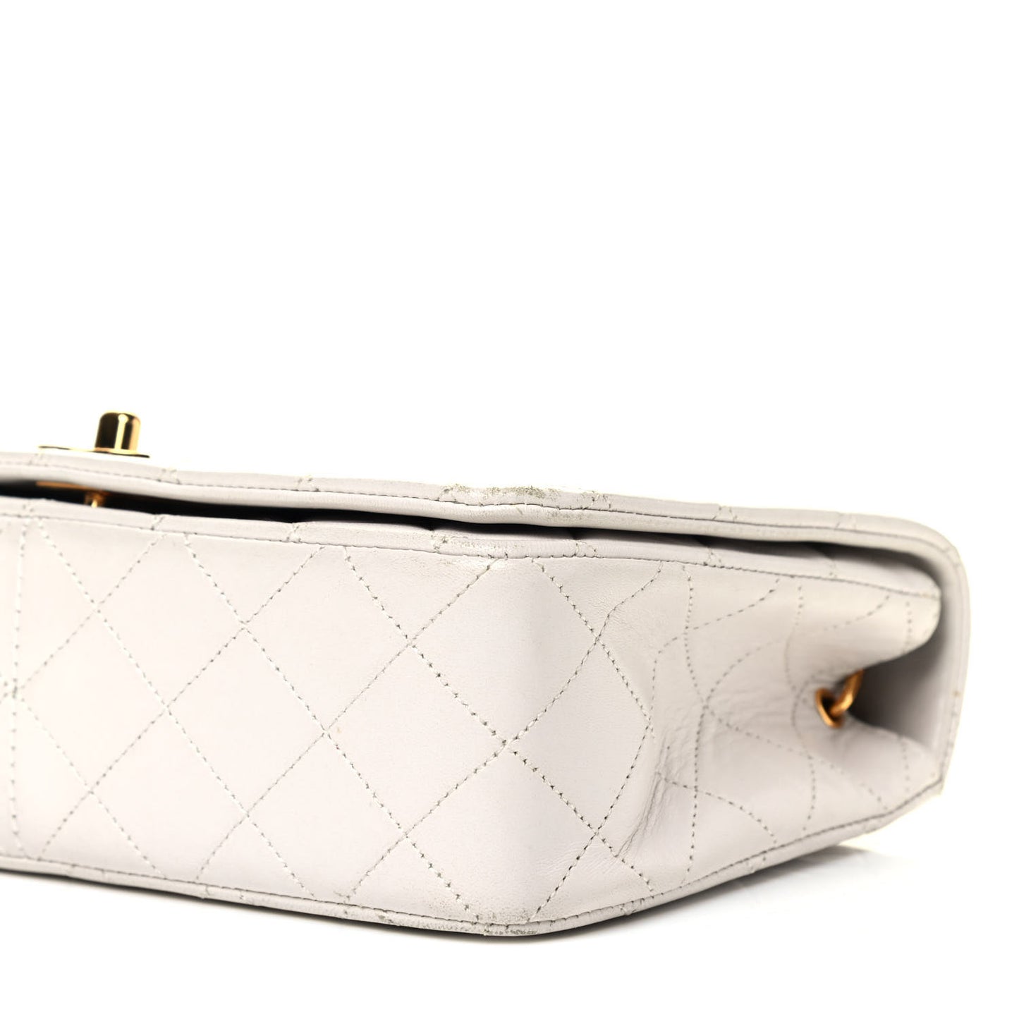Lambskin Quilted Small Single Flap White