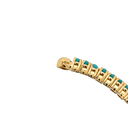 Jennifer Meyer 18K Yellow Gold Turquoise 4-Prong Tennis Cuff Bracelet 3 of 3
