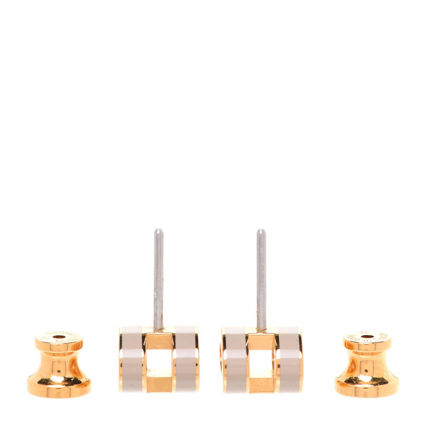 Gold Lacquered Mini Pop H Earrings Marron Glace