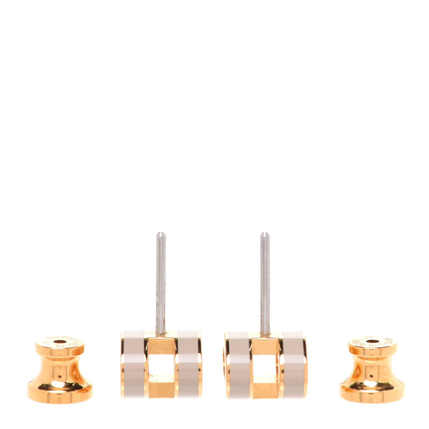 Hermes Gold Lacquered Mini Pop H Earrings Marron Glace 3 of 6