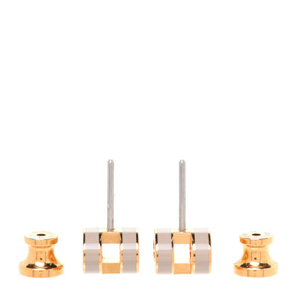 Hermes Gold Lacquered Mini Pop H Earrings Marron Glace 3 of 6