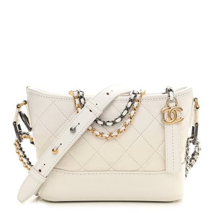 Chanel Aged Calfskin Quilted Small Gabrielle Hobo White 1 of 11