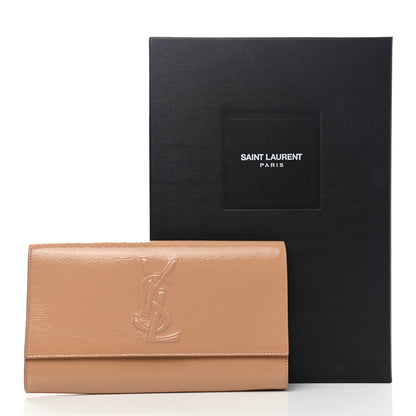 Saint Laurent Textured Patent Calfskin Monogram Large Belle De Jour Clutch Beige 10 of 10
