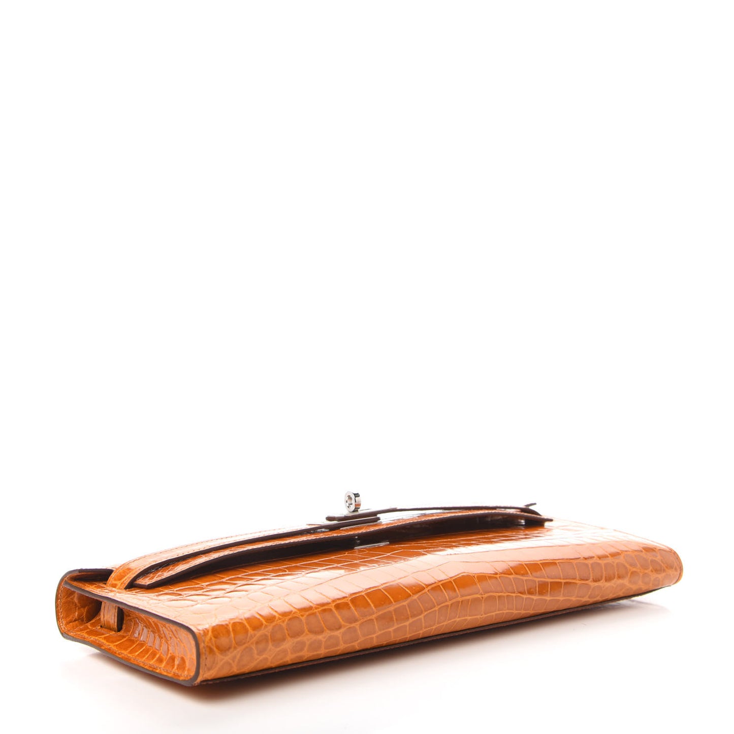 Shiny Niloticus Crocodile Kelly Cut Pochette Pain D'Epice