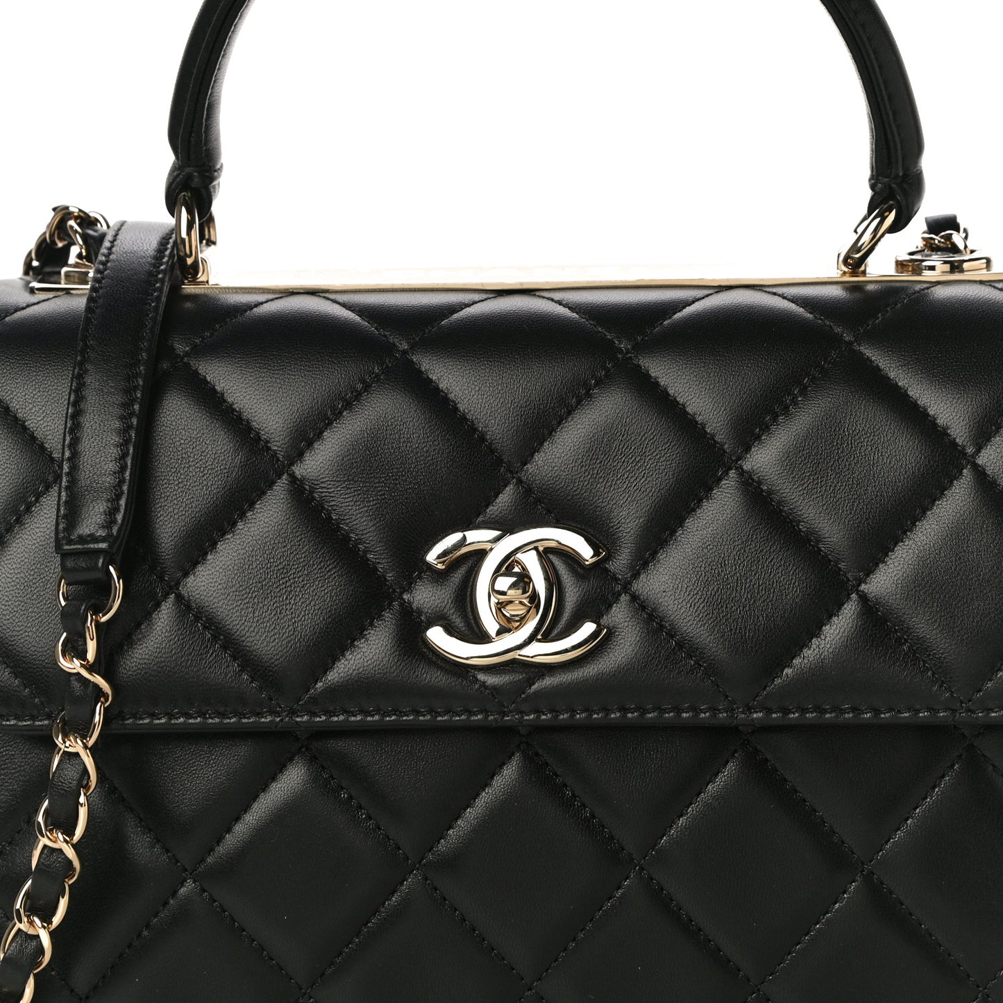 Lambskin Quilted Small Trendy CC Dual Handle Flap Bag Black