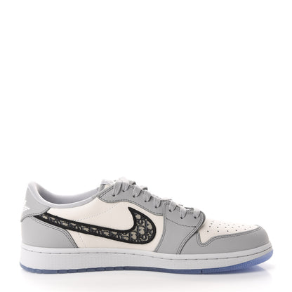 Christian Dior X NIKE AIR JORDAN Calfskin Mens Oblique Low Sneakers 44.5 Beige White 6 of 18