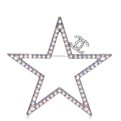 Chanel Ruthenium Crystal Star CC Brooch 1 of 4