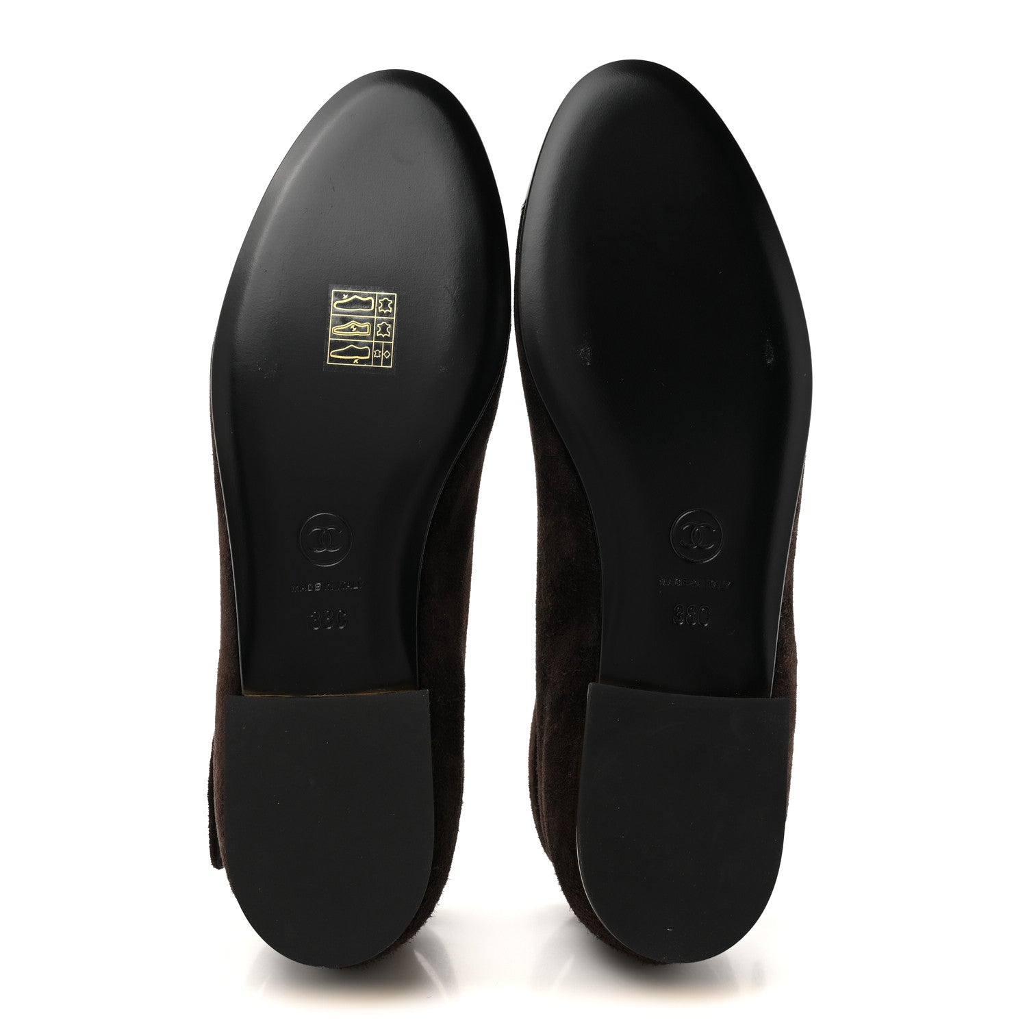Chanel Suede Patent Cap Toe CC Mary Jane Flats 38 Dark Brown Black 6 of 10