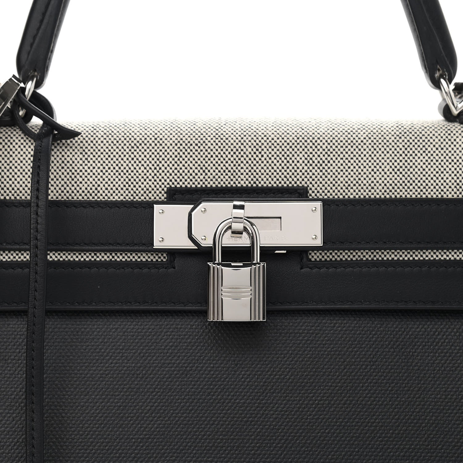 Hermes Berline Toile Swift Kelly Sellier 32 Black Ecru 8 of 11
