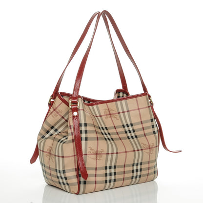 Burberry Haymarket Check Small Canterbury Tote Military Red 3 of 6