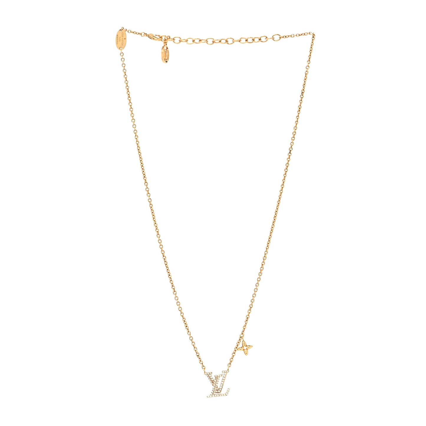 Metal Crystal LV Iconic Necklace Gold