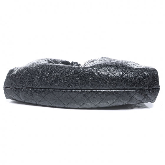 Caviar Quilted Large Elastic Tote Black