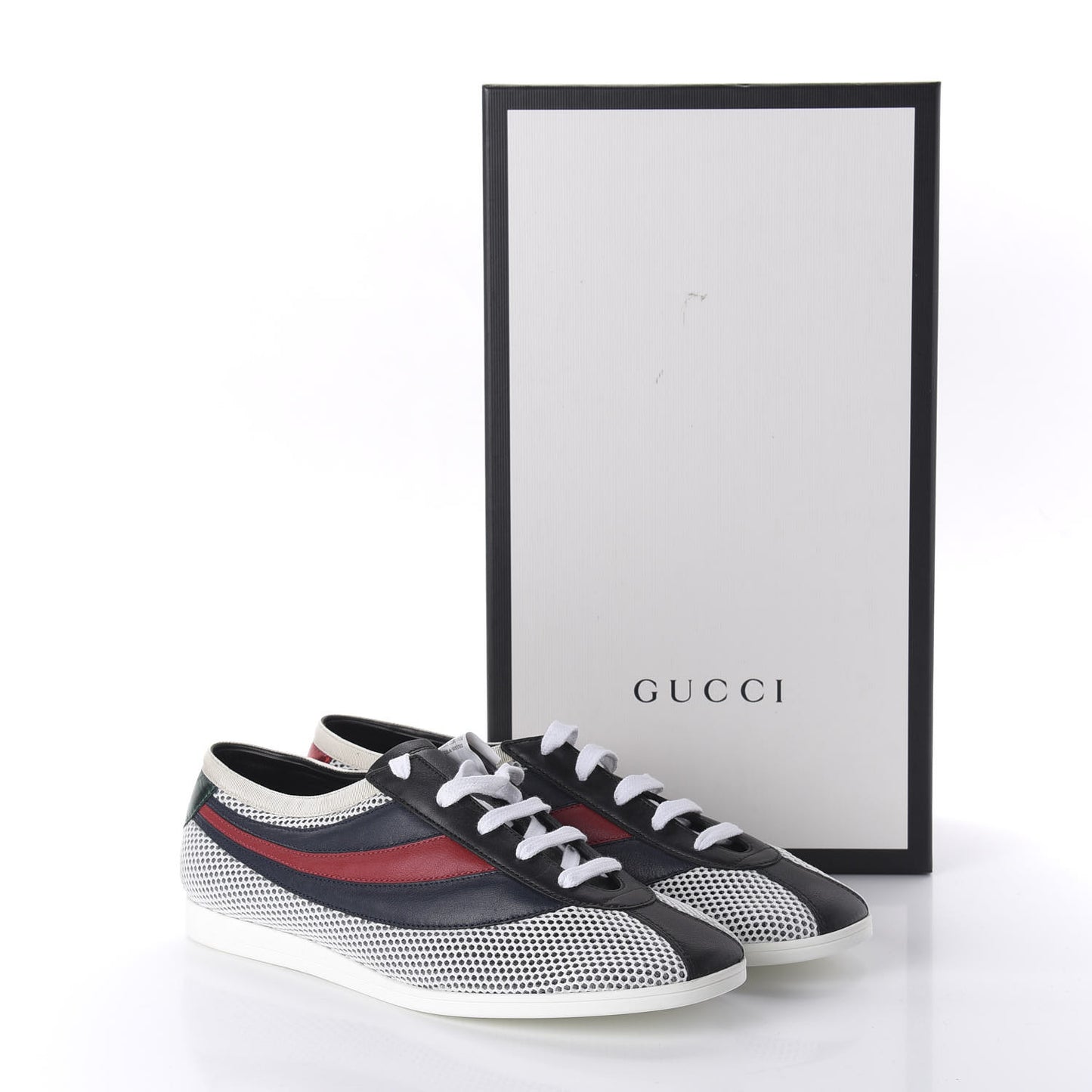 Calfskin Mesh Mens Falacer Sneakers 8 White Blue Red