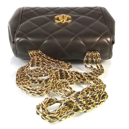 Chanel Lambskin Quilted 5 Chain Small Flap Dark Brown 4 of 9