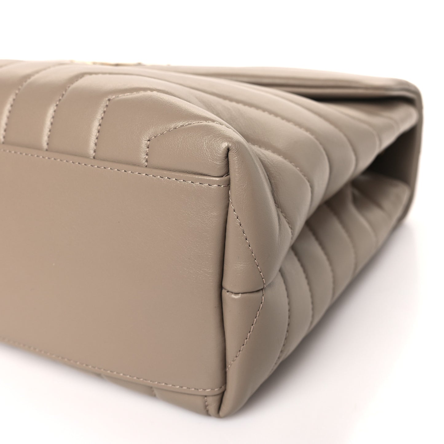 Calfskin Y Quilted Monogram Medium Loulou Chain Satchel Dusty Grey