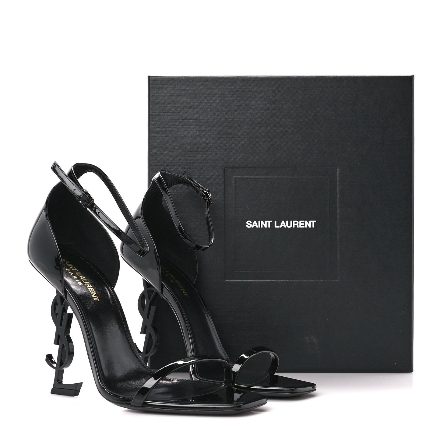 Patent Calfskin Opyum 110 Sandals 40.5 Black