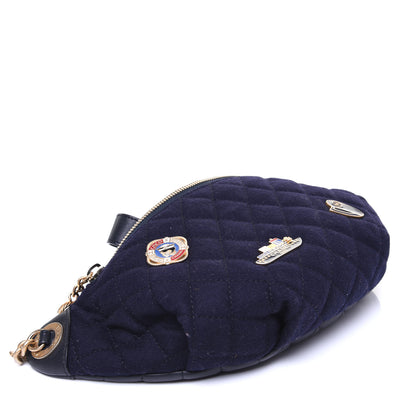 Chanel Wool Lambskin Quilted Paris Hamburg Charms Waist Bag Dark Navy 4 of 13