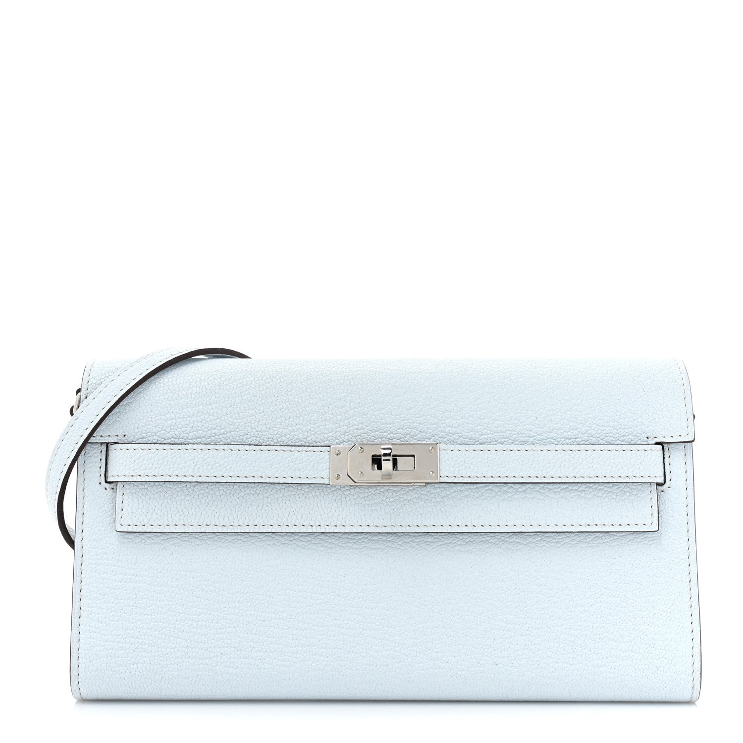 Hermes Chevre Mysore Kelly Wallet To Go Bleu Brume 1 of 11