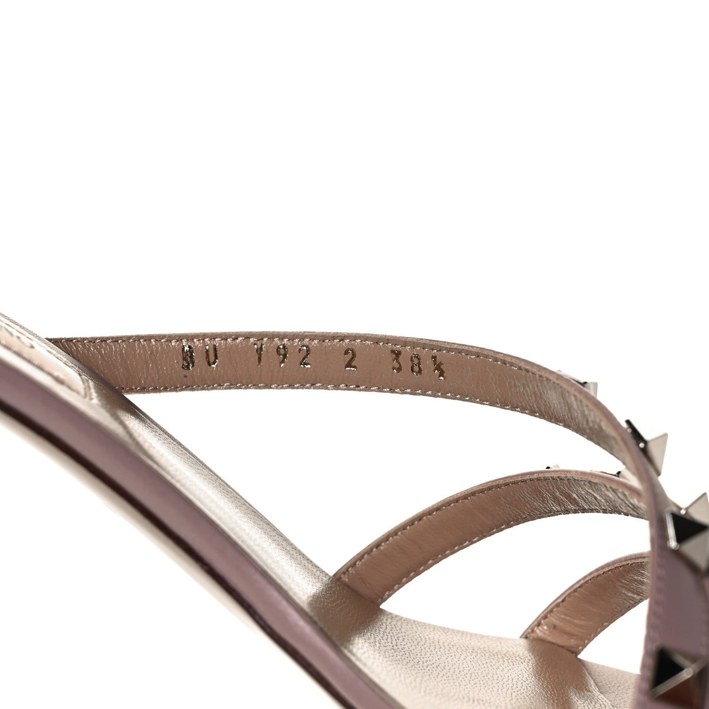 Calfskin Nappa Rockstud 60mm Slide Sandals 38.5 Poudre
