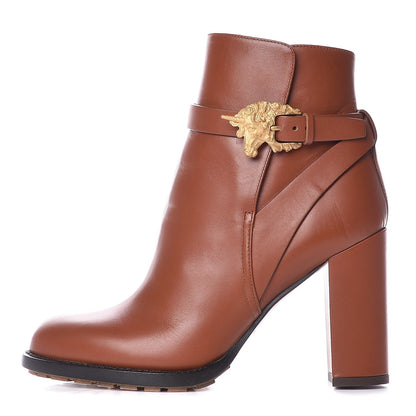 Valentino Garavani Calfskin Unicorn Buckle Ankle Booties 36 Cognac 1 of 8