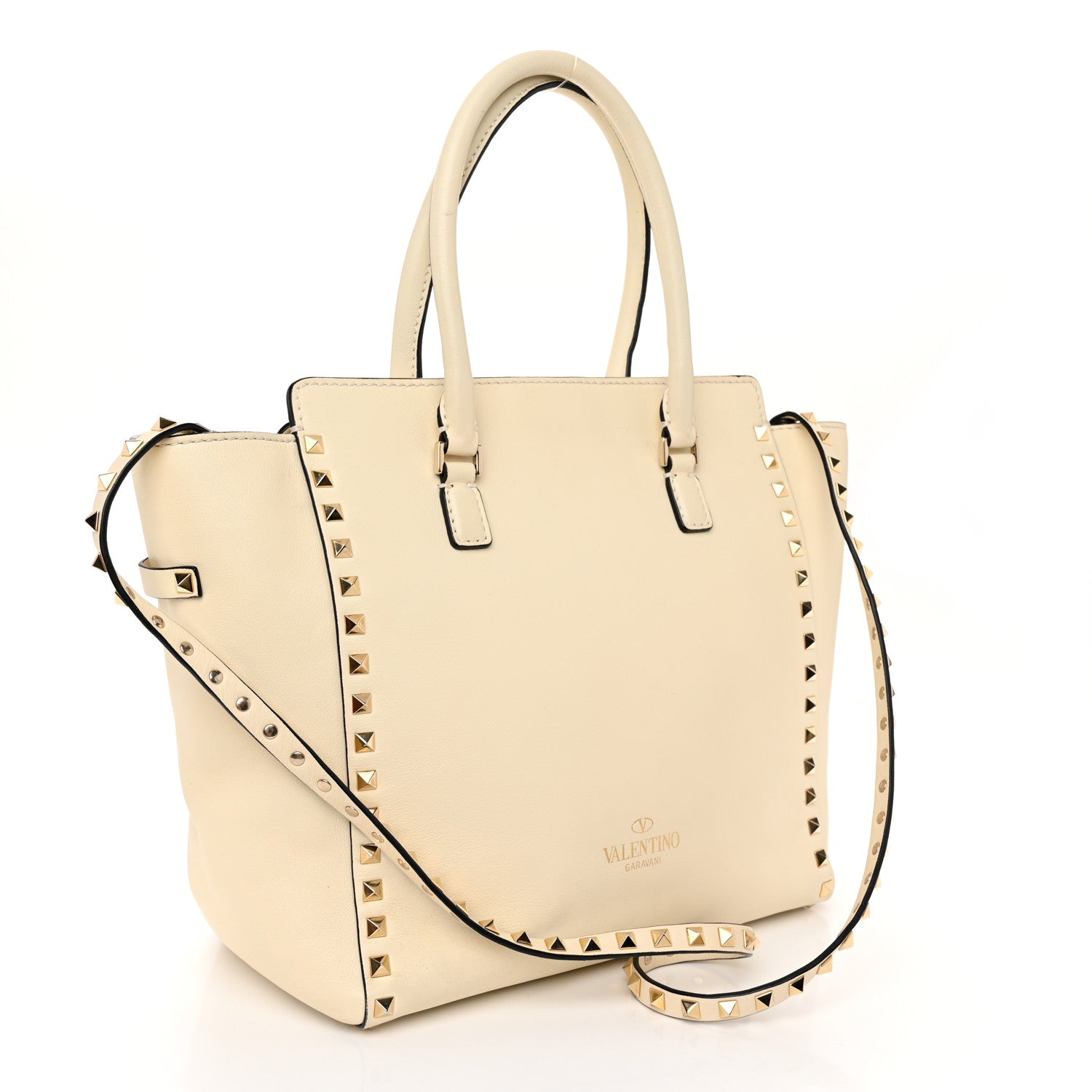 Valentino Garavani Vitello Small Rockstud Double Handle Tote Ivory 3 of 13