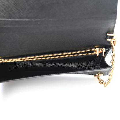 Prada Saffiano Shine Monochrome Chain Wallet Black 5 of 8