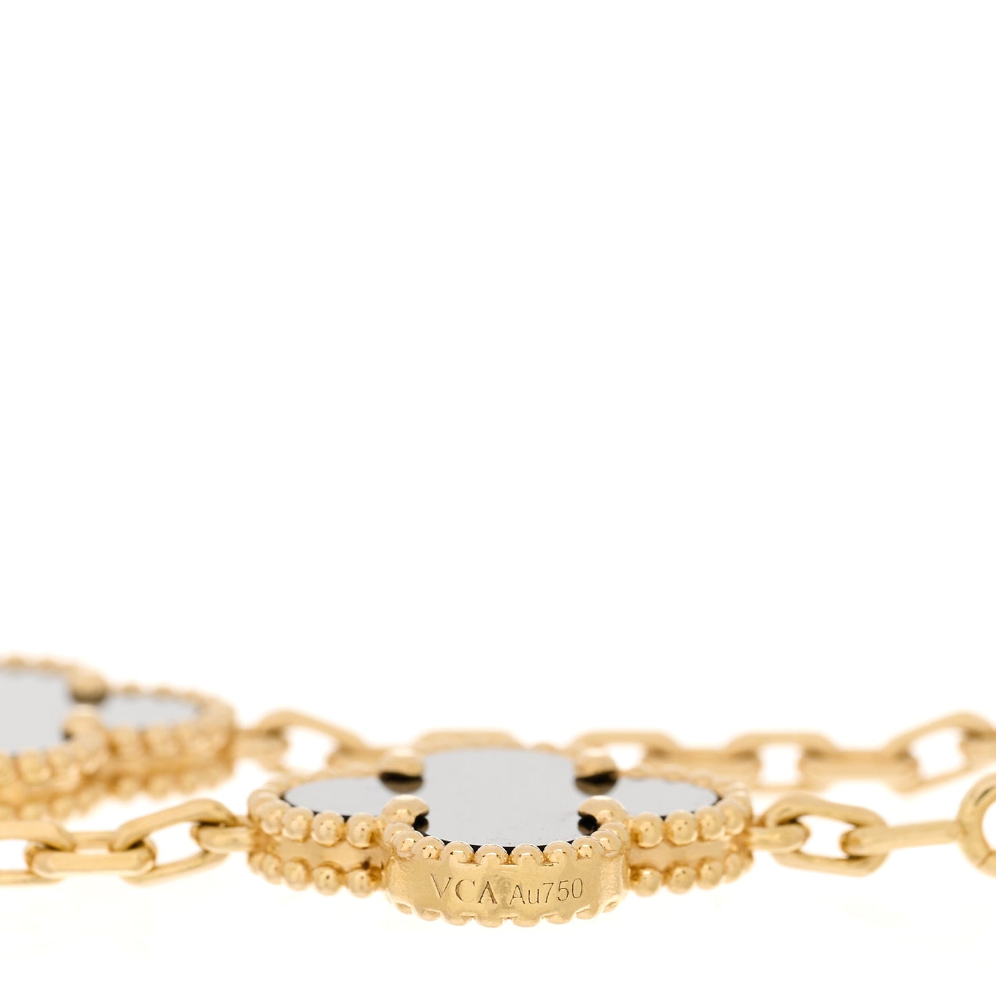 18K Yellow Gold Black Onyx 5 Motifs Vintage Alhambra Bracelet