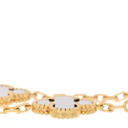 Van Cleef & Arpels 18K Yellow Gold Black Onyx 5 Motifs Vintage Alhambra Bracelet 3 of 4